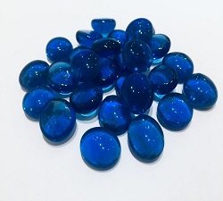 扁珠玻璃石透明寶藍(約1圓硬幣大)