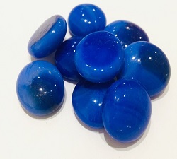藍彩瓷扁珠玻璃石(約