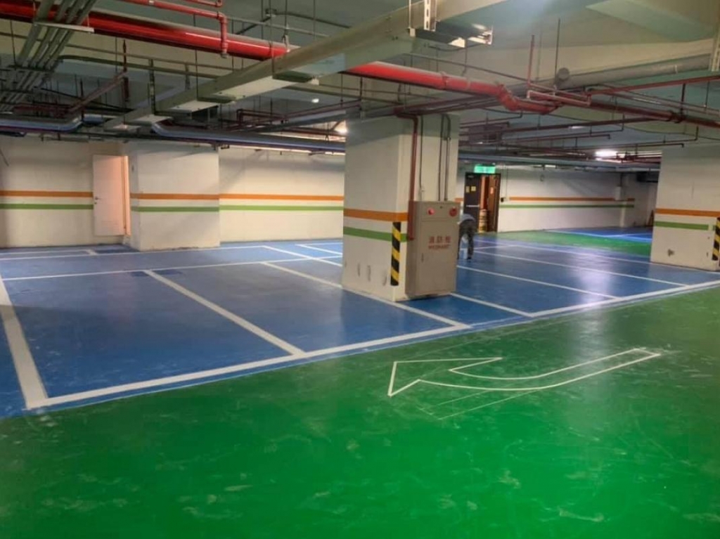 新北地下室停車場epoxy環氧樹脂耐磨硬化地坪止滑面施作