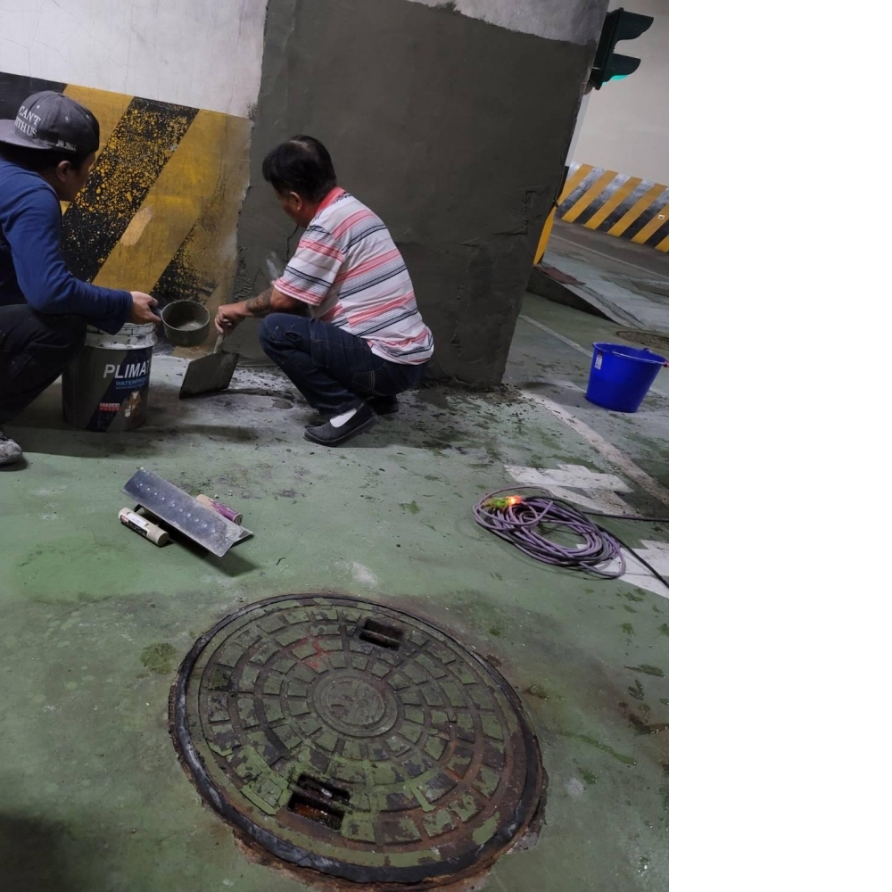 台中地下室車道牆壁修