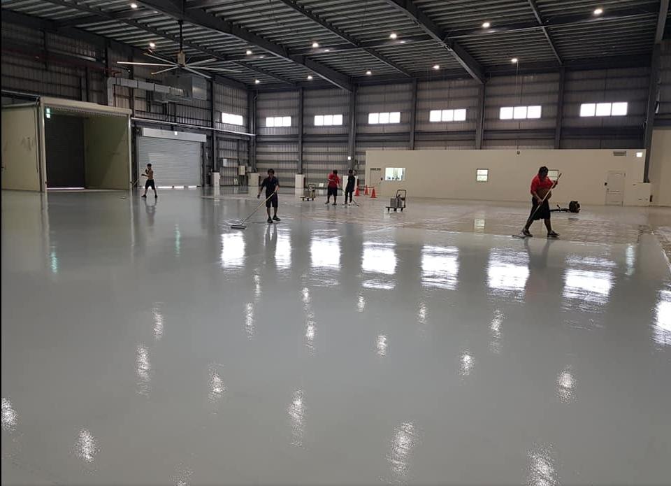桃園物流倉儲epoxy環氧樹脂硬化地坪滾塗面施工-廣翰 地坪廠商推薦