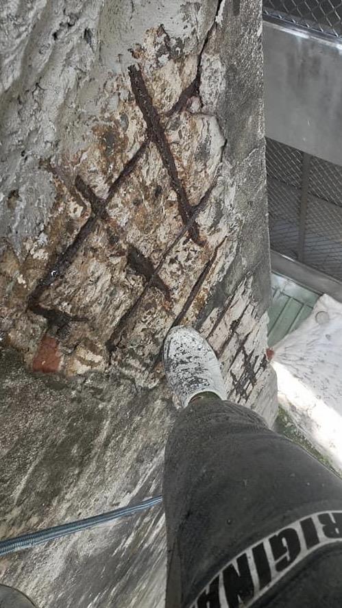 【新北公寓牆面脫落工程】樹林區公寓牆面石塊脫落  鋼筋裸露