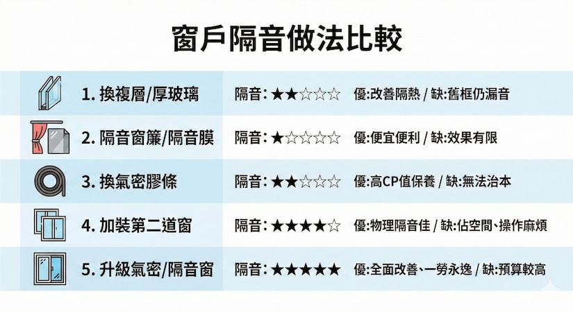 常見的窗戶隔音做法有哪些？優缺點一次比較！