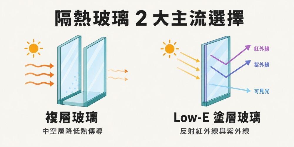 隔熱玻璃種類介紹：複層玻璃與Low-E塗層玻璃
