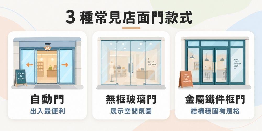 3種常見店面門款式解析與挑選建議