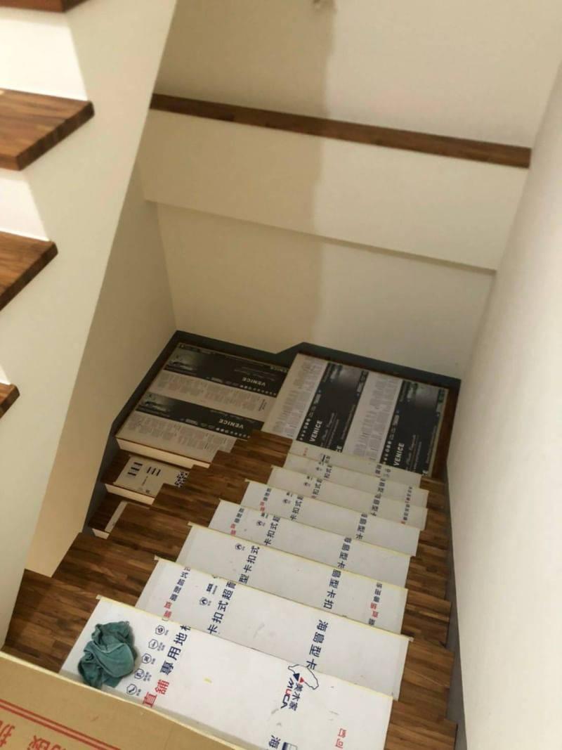 樓梯超耐磨地板施工/台中實木地板工程