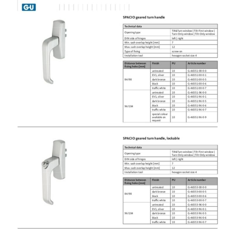 G-U 窗五金及配件 Hardware For Aluminium Windows