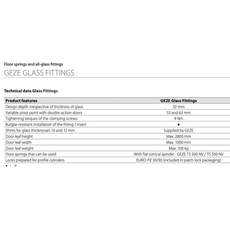 GEZE US-50 玻璃門鎖 Corner Lock