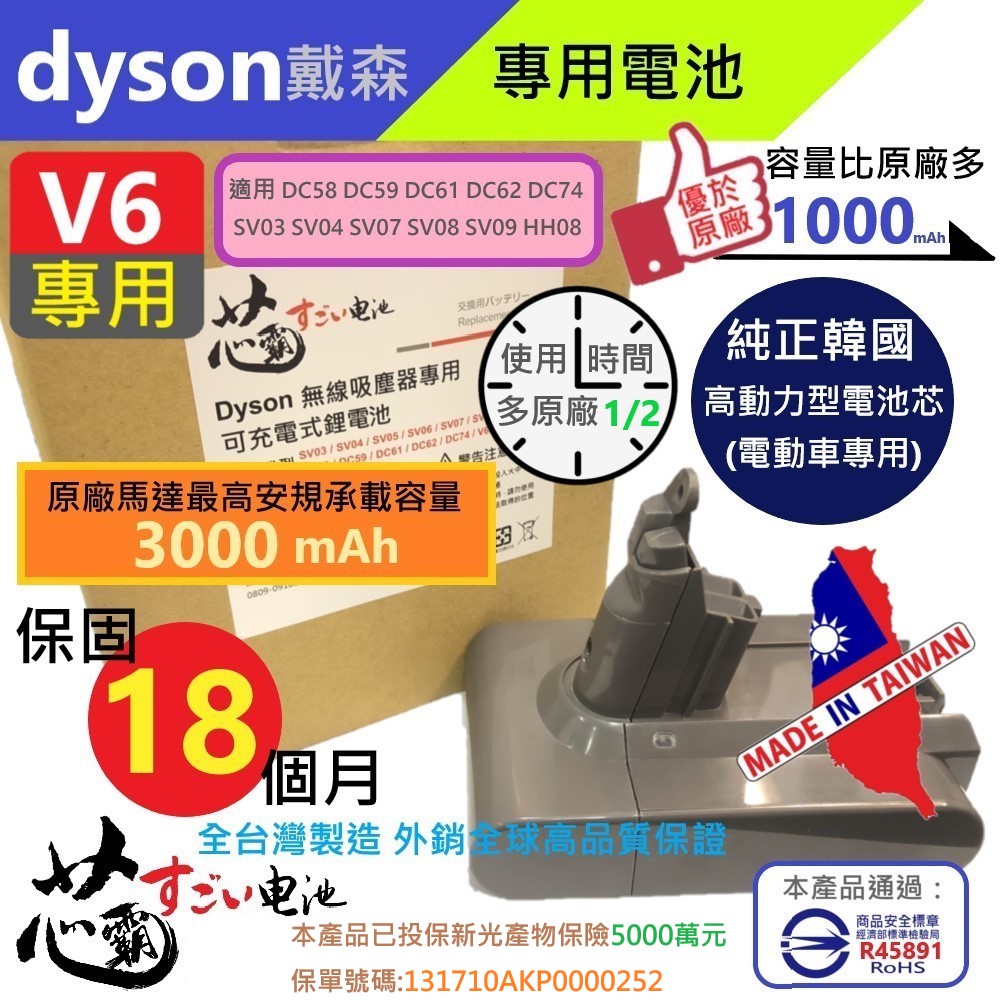 DYSON專屬配件/V6-3000mAh