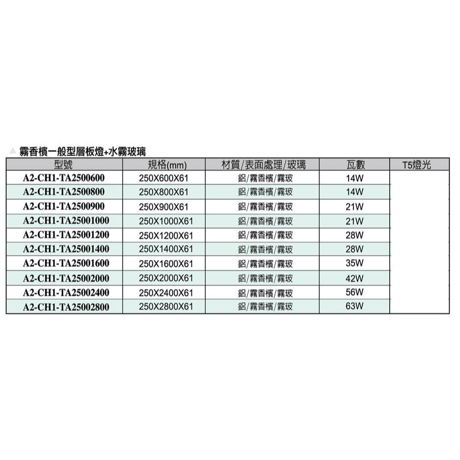 一般型層板燈與水霧玻璃 (T5燈光)【A2-AL-TA】